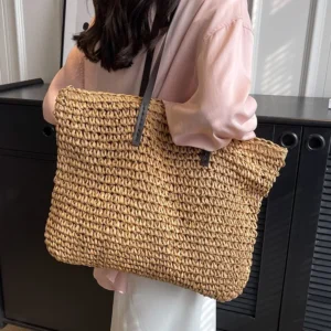 Straw Shoulder Bag for Women Handbags Summer Large Capacity Woven Tote Women Fashion Shoulder Bags Hand Wowen Beach Bags Female - Image 2