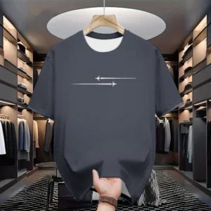 Summer Men's Casual Loose Large Creative Airplane Pattern Printed Comfortable Sports Round Neck Short Sleeve T-shirt