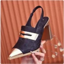 Sandals Designer Pointed Toe Women High Heels Print Random Shoes Sexy Summer Dress Slingback Platform Mujer Zapatos Pumps