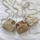 New Summer Beach Wind Cute Sunflower Crossbody Woven Bag Handmade Crochet Round Straw Bag Female Beach Bag 2024