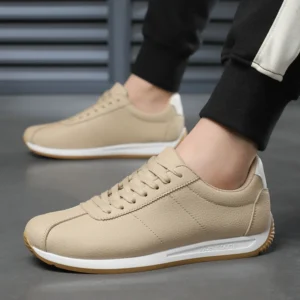 Leisure Running Summer Fashion Anti Slip Mountaineering PU Leather Sports Shoes Tennis Trend Hot Selling Men White Flat Shoes - Image 4