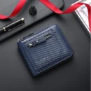 New carbon fiber pattern zipper men's wallet multi-card capacity large capacity short ID card pack wallet