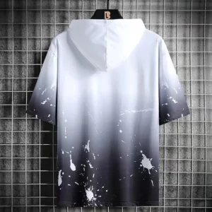 Summer Men's Hoodies Hip Hop Fashion Streetwear Short Sleeve Sweatshirt Men Casual Men Clothed Harajuku Splash ink Hoodies Men - Image 2
