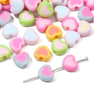 30pcs Love Heart Acrylic Bead Loose Spacer Beads For DIY Bracelet Necklace Jewelry Making Needlework Accessories