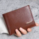 Men'S Short Pu Leather Wallet Business Casual Lychee Pattern Soft Leather Wallet Multi Card Large Capacity Wallet Card Holders
