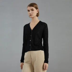BC685 Autumn thin long-sleeved knitted cardigan luxury brand women's bright wool sweater - Image 5