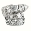 Stylish Rhinestone Western Cowgirl Style Y2K Belt Sparking Pu Leather BB Belts Jeans Dress Accessories For Women