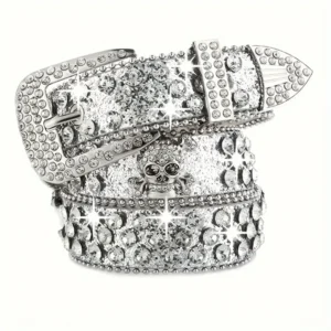 Stylish Rhinestone Western Cowgirl Style Y2K Belt Sparking Pu Leather BB Belts Jeans Dress Accessories For Women - Image 2