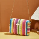 Knitting Women Straw Bag Beach Summer Chain Small Purse and Handbag Female Shoulder Crossbody Bags Travel Design Flap Bag