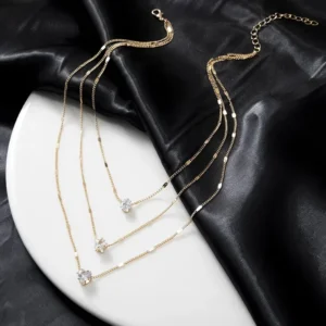 Gold Color Simple Multilayered Pendant Necklace For Girls Women Star Heart Shaped Pendant Necklace Jewelry For Birthday Gift - Image 2