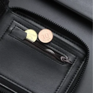 New carbon fiber pattern zipper men's wallet multi-card capacity large capacity short ID card pack wallet - Image 6