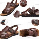 Men Sandals Summer Male Leather Sandals Classic Men Slippers Beach Shoes for Men Comfortable Walking Roman Sandalias Big Size 48