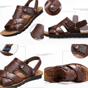 Men Sandals Summer Male Leather Sandals Classic Men Slippers Beach Shoes for Men Comfortable Walking Roman Sandalias Big Size 48 - Image 5