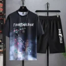 Ice Silk Men's Sportswear Set Quick Dry Casual Dyeing Short Sleeve T-Shirt Shorts Comfortable Lightweight Fashionable Outfit