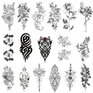 Hot Black Temporary Tattoo Body Art Tattoos 3D Waterproof Temporary Tattoos Sticker Art Men Arm Leg Fake Tatoo Paper - Image 6