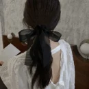 Korea Women Black White Yarn Bow Hair Clip Bands for Women Girls Summer Clip Back Head Hairpin Fashion Girl Hair Accessories