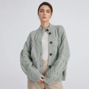 BC952 thick pure wool sweater for women ladies Knitted 100% wool Knitted cardigan Luxury Clothing - Image 2