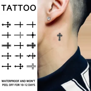 1Pc Cross Waterproof Temporary Tattoo Stickers, Long-lasting Waterproof for One to Two Weeks, Suitable For Finger, Plam, Neck.