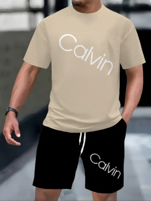 2025 Men's Summer New T-shirt Shorts Outdoor Casual Simple Fashion Round Neck Set - Image 2