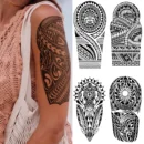 5pcs Waterproof Temporary Tattoo Fake Sticker Mechanical Totem Black Maori Robot Soldier Flower Wolf Cool Body Art Arm Women Men