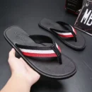 Men Flip Flops 2025 Summer Beach Flip Flops Men Fashion Stripe Breathable Casual Beach Slippers Couple Outdoor Slippers 37-46