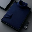 Sweatwear Mens Anti-pilling High Quality Knitted Turtleneck Sweater Slim Fit Long Sleeve Pullover Solid Color Trend Men Clothing
