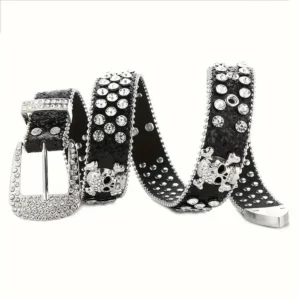 Stylish Rhinestone Western Cowgirl Style Y2K Belt Sparking Pu Leather BB Belts Jeans Dress Accessories For Women - Image 4