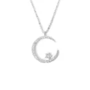 Temperament Star Moon Pendant Necklace, Women's Sparkling Exquisite Clavicle Chain, Unique Design Luxury Gift for Girlfriend