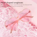 CYL-90S Vintage Glasses Fashion Large Women Lady Oversized Heart Shaped Retro Sunglasses Cute Love Eyewear(Pink)