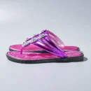 "Women's Flip-Flop Sandals with Rhinestones Beach Casual Slides for Outdoor Wear, Flat Soles and Toe-Post Slippers for Summer"