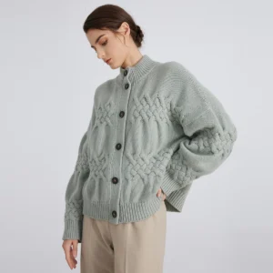 BC952 thick pure wool sweater for women ladies Knitted 100% wool Knitted cardigan Luxury Clothing - Image 3