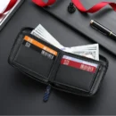 New carbon fiber pattern zipper men's wallet multi-card capacity large capacity short ID card pack wallet