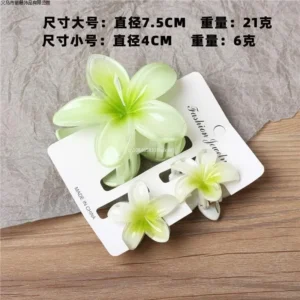 3Pc Sweet Colorful Plumeria Flower Shark Clips Hair Claw Bohemian Ponytail Clip Plastic Hairpin Barrette Summer Hair Accessories - Image 5