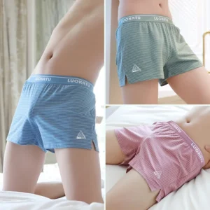 Loose Cotton Briefs Men Boxer Shorts Comfortable Summer Large Size Home Sleeping Shorts Underpants Trend Soft Striped Briefs - Image 5