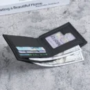 Men'S Short Pu Leather Wallet Business Casual Lychee Pattern Soft Leather Wallet Multi Card Large Capacity Wallet Card Holders