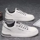 New Mens Casual Shoes Breathable White Leather Flats Slip on Fashion Driving Walking Footwear Skateboard Tennis Sneakers