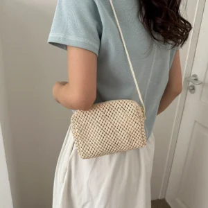 Ladies Fashion Summer Straw Crossbody Bag Women Beach Holiday Shopping Woven Shoulder Handbag Messenger Purses for Women Bags - Image 2