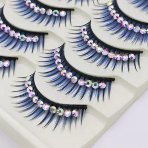 1/5Pairs Soft Mink False Eyelashes Natural 3D Fake Eye Lashes with Shiny Rhinestones Makeup Party Colored Extension Eyelashes - Image 2