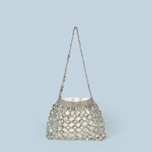 New handheld niche design silver handmade bead woven handbag essential for summer shoulder bag
