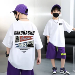 American Vintage Boys Short Sleeve Shirts Summer Boys Tees Casual 100%Cotton Children Tops Kids Clothes Printed Graphic T-shirt - Image 3