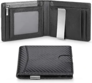 DIENQI Carbon Fiber Rfid Slim Men's Wallets Credit Card Holder Business Wallet Small Short Bi-Fold Billfold Wallet Choice Walet - Image 2