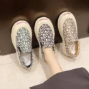 Fashion Designer Women's Platform Sneakers Casual Comfortable Ladies Flat Canvas Shoes Girls Letter Printing Slip-on Loafers