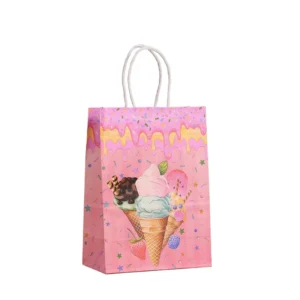 6Pcs Ice Cream Theme Paper Gift Packing Bag Summer Desserts Candy Cookie Bag for Kids Girl Birthday Baby Shower Party Decoration - Image 5