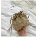 New Summer Beach Wind Cute Sunflower Crossbody Woven Bag Handmade Crochet Round Straw Bag Female Beach Bag 2024