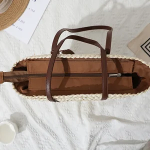 New Fashion Handheld Bag Large Capacity Women Shoulder Bags Straw Woven Handbags Hand-woven Tote Beach Bags Designer Brand Purse - Image 5