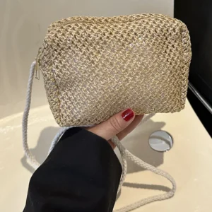 Ladies Fashion Summer Straw Crossbody Bag Women Beach Holiday Shopping Woven Shoulder Handbag Messenger Purses for Women Bags