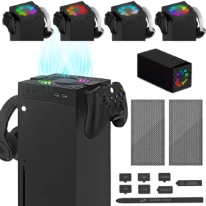 Aolion RGB Cooling Fan Host Dust Proof Cover Mesh Filter Jack Stopper Kit For Xbox Series X Game Console Handle Rack Accessories