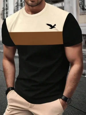 Summer Men's T-Shirt Outdoor Trendy Street Short Sleeve Top Striped Printed Plaid Style Plus Size Loose Men's Clothing Fashion