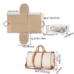1pc Foldable Women's Travel Convenient Carry-on Clothing Bag Large PU Leather Duffel Bag Women's Business Travel Bag - Image 2