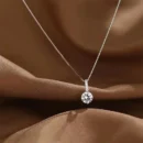 Light Luxury Round White Zircon Pendant Silver Color Necklace Minimalist Style Charm Choker Party for Women's Fashion Jewelry